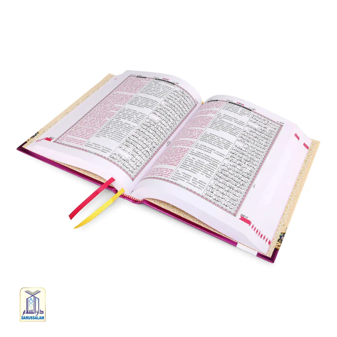 Holy Quran Arabic, Arabic Roman and Urdu Roma (Pink) HB