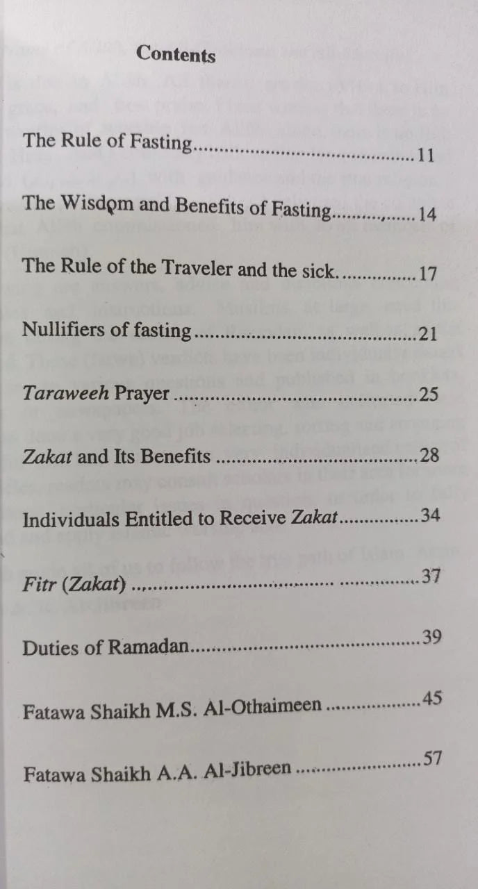 Fatawa on Fasting, Zakat and Taraweeh